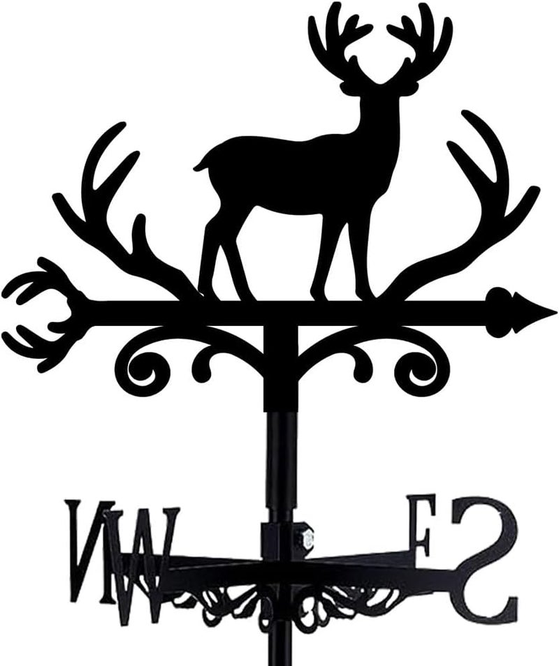 beinkmake Deer and Forest Weathervane Metal Wind Vane Animal Garden Art Decoration Direction Sign Indicator Stake Mount Ornament for Patio Lawn Farmhouse Yard Roof Outdoor - Image 1